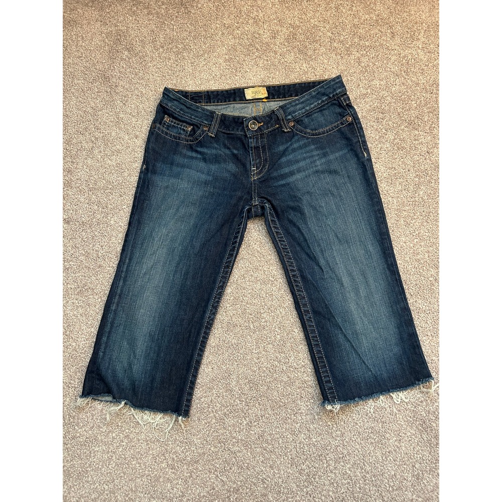 BKE Denim Capri Jeans Womens 30 Blue Excellent Raw Hem Low Rise Cropped Indigo